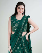 Green Georgette Sequence Embroidered Lehenga Choli with Dupatta - Tanya | Grocsy