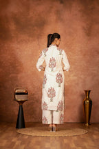 Joban Fashion Off White Pink Hand Block Printed Cotton Suit Set | Grocsy