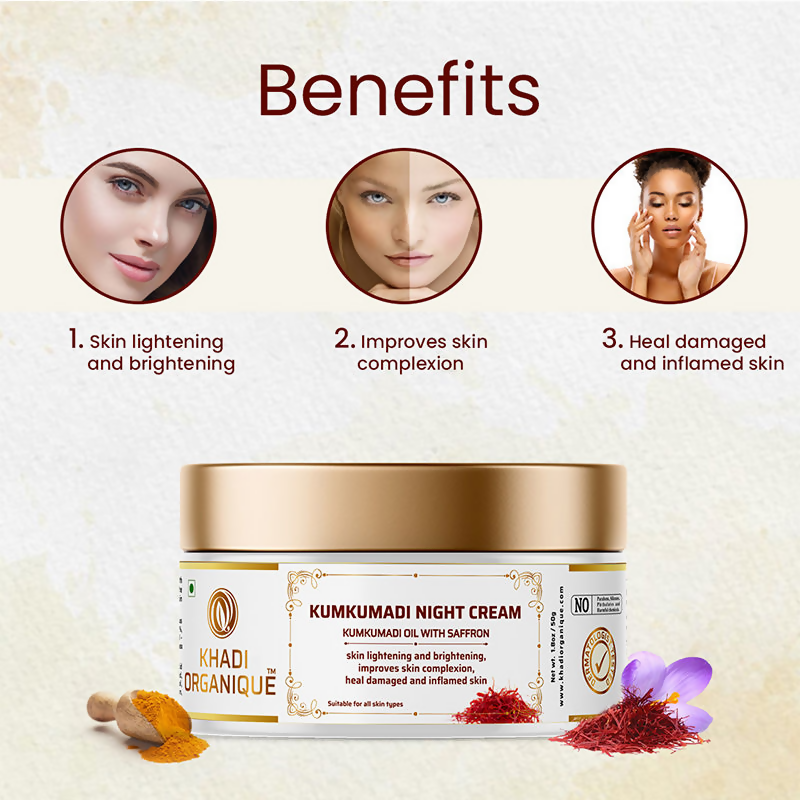 Khadi Organique Kumkumadi Night Cream | Grocsy