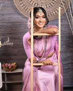 DEIANA'S Beautiful Designer Golden zari Soft Lichi Silk Saree - Baby pink | Grocsy