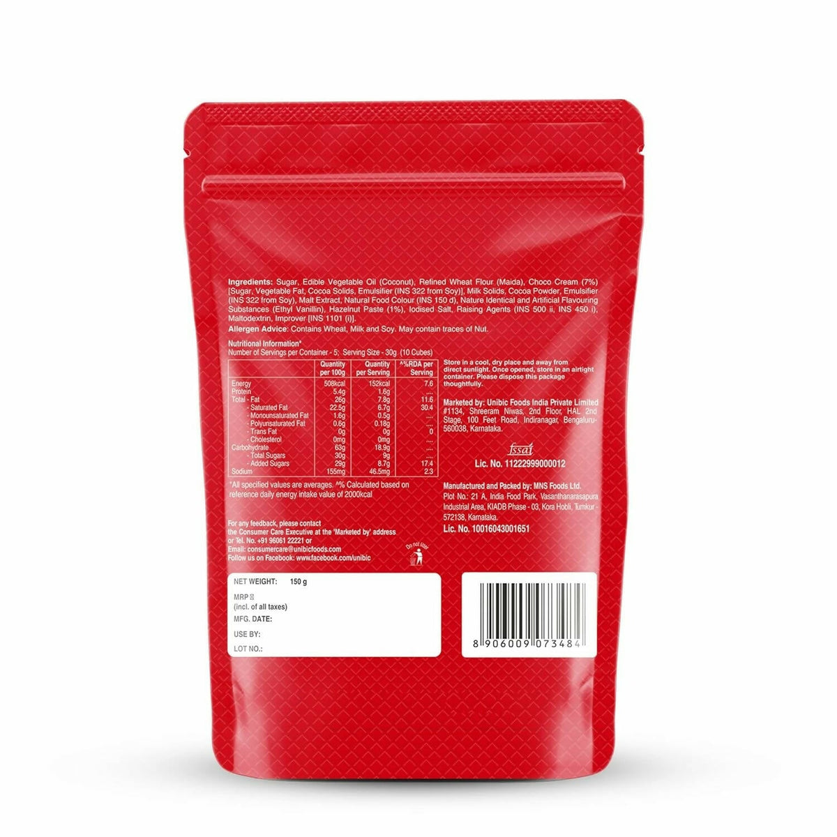 Unibic Qubz Wafer Biscuits Hazelnut Flavour | Grocsy