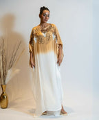Timaraa Camel Beige To Ivory Ombre Embellished Kaftan Dress | Grocsy