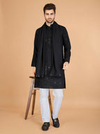 Vastranavya Black Exclusive Festival Wear Viscose Silk Thread with Sequence Embroidered Work Kurta with Dupatta | Grocsy