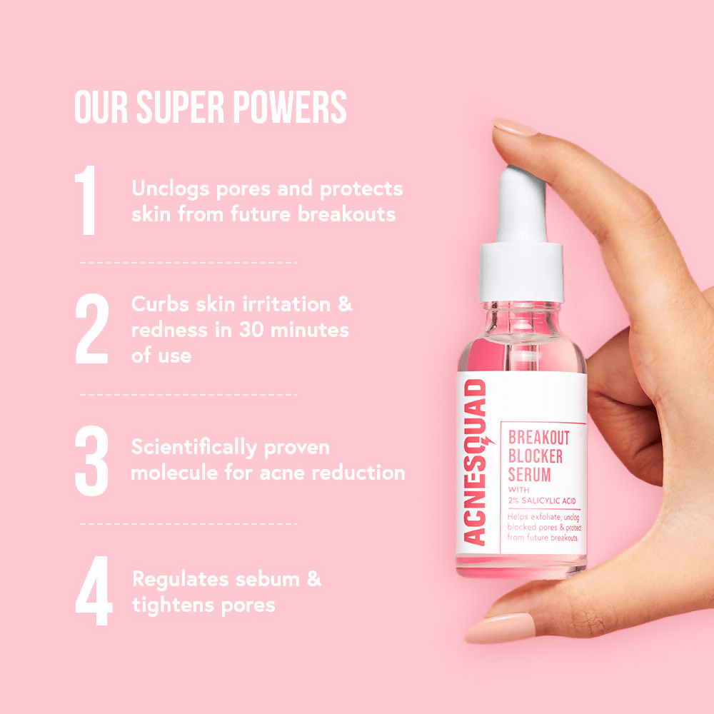Acne Squad 2% Salicylic Acid Serum For Blackheads & Whiteheads | Grocsy