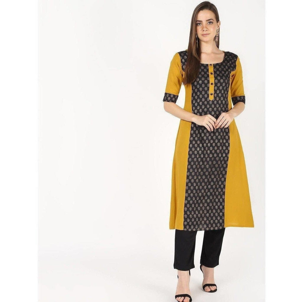 Cheera Front Printed Painal Aline Kurta | Grocsy