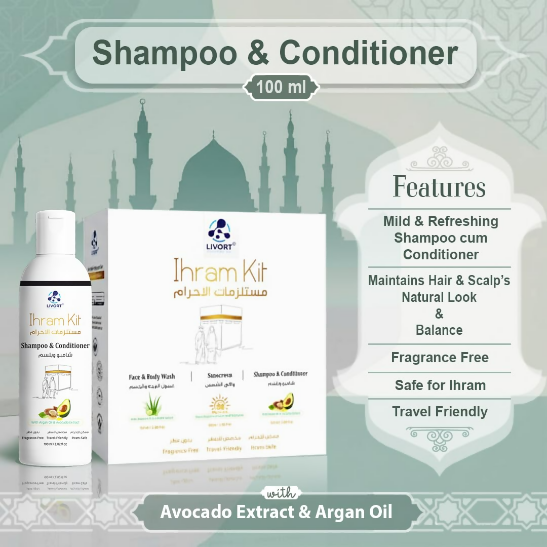 Livort Ihram Kit Hajj & Umrah Face & Body Wash Sunscreen Shampoo & Conditioner | Grocsy