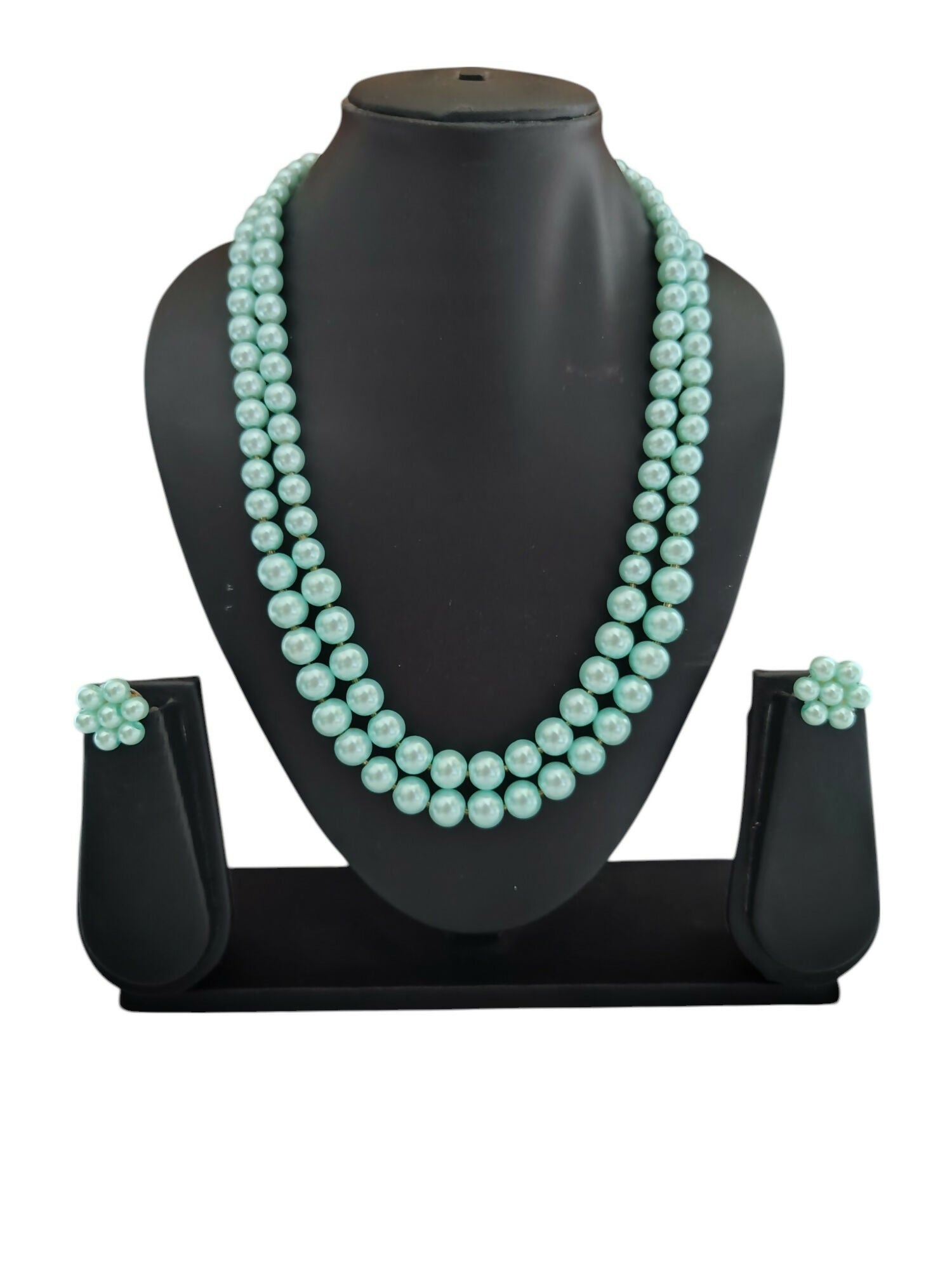 Inhanns Everyday Workwear Pearl Set (Double Layered Pearls) - Light Green | Grocsy