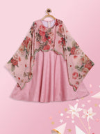 Ahalyaa Pink Poly Silk A-Line Girl's Kurta | Grocsy