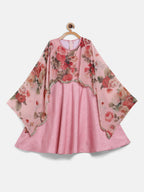 Ahalyaa Pink Poly Silk A-Line Girl's Kurta | Grocsy