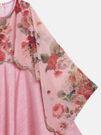 Ahalyaa Pink Poly Silk A-Line Girl's Kurta | Grocsy