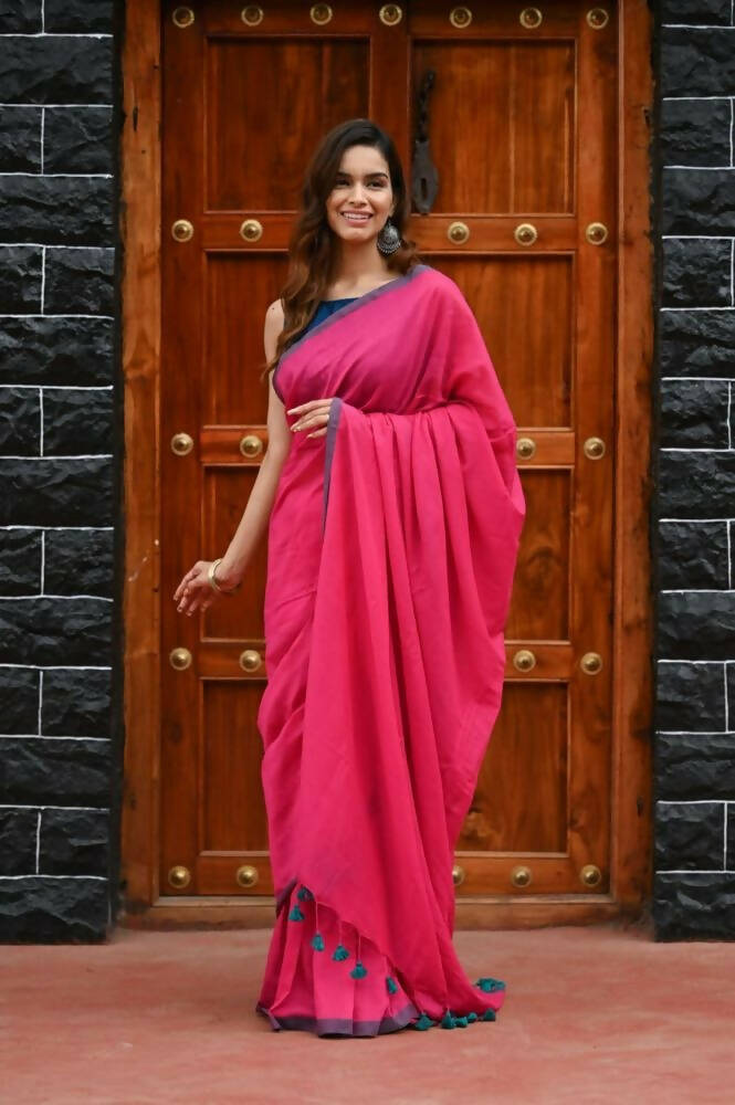 Very Much Indian Saadgi Pure Cotton Handloom Sarees With Intricate Borders | Grocsy