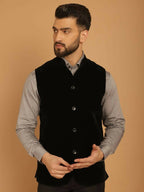 Even Apparels Nehru Jacket With Welt Pockets - Black | Grocsy