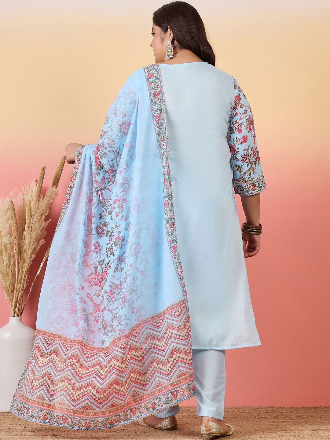 Sztori Women Floral Printed Regular Kurta with Trousers & With Dupatta | Grocsy