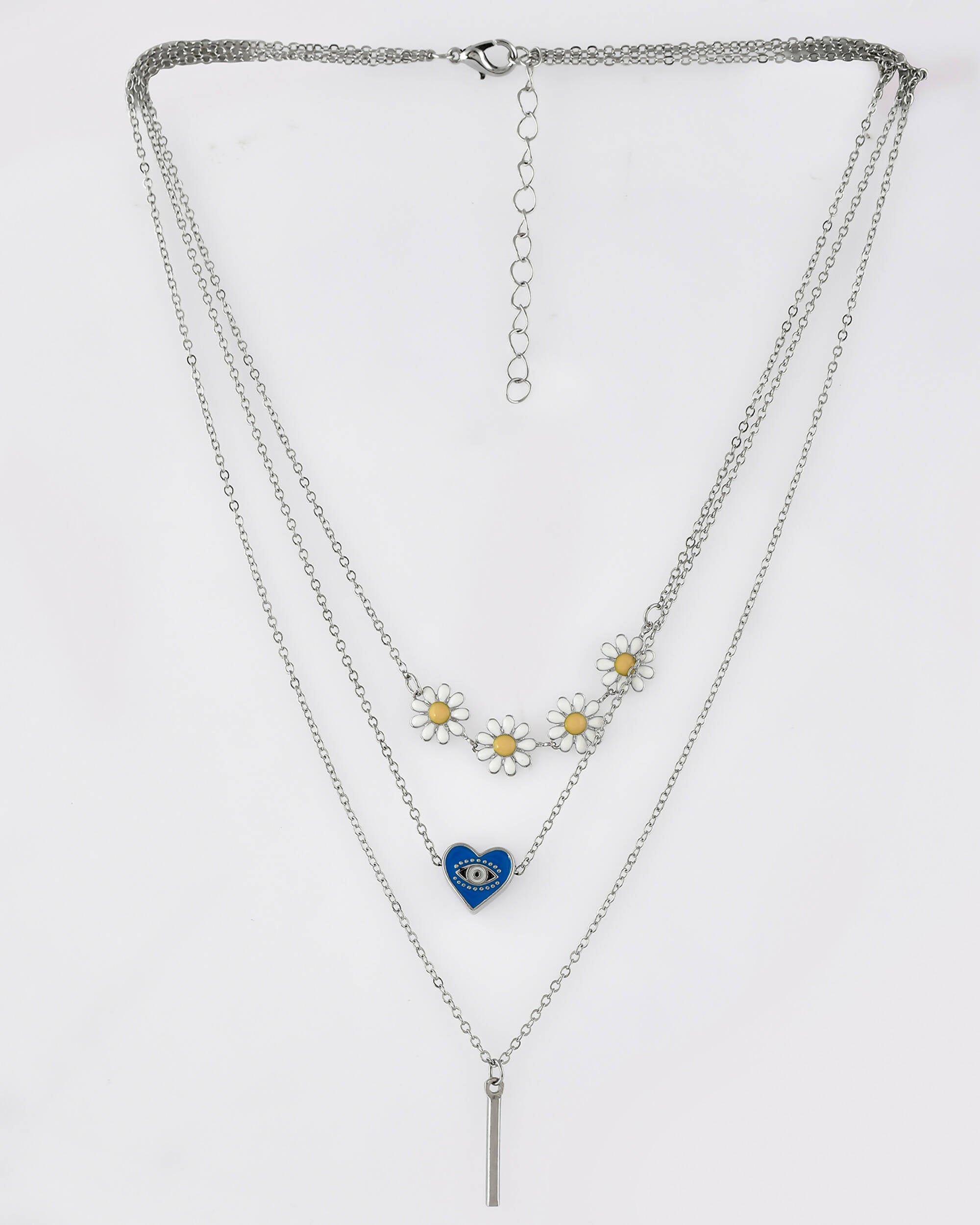 VOJ Beads Silver Plated Stainless Steel Layered Chain | Grocsy