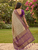 Shree Shyam Fashion Chiku With Purple Cotton Saree | Grocsy