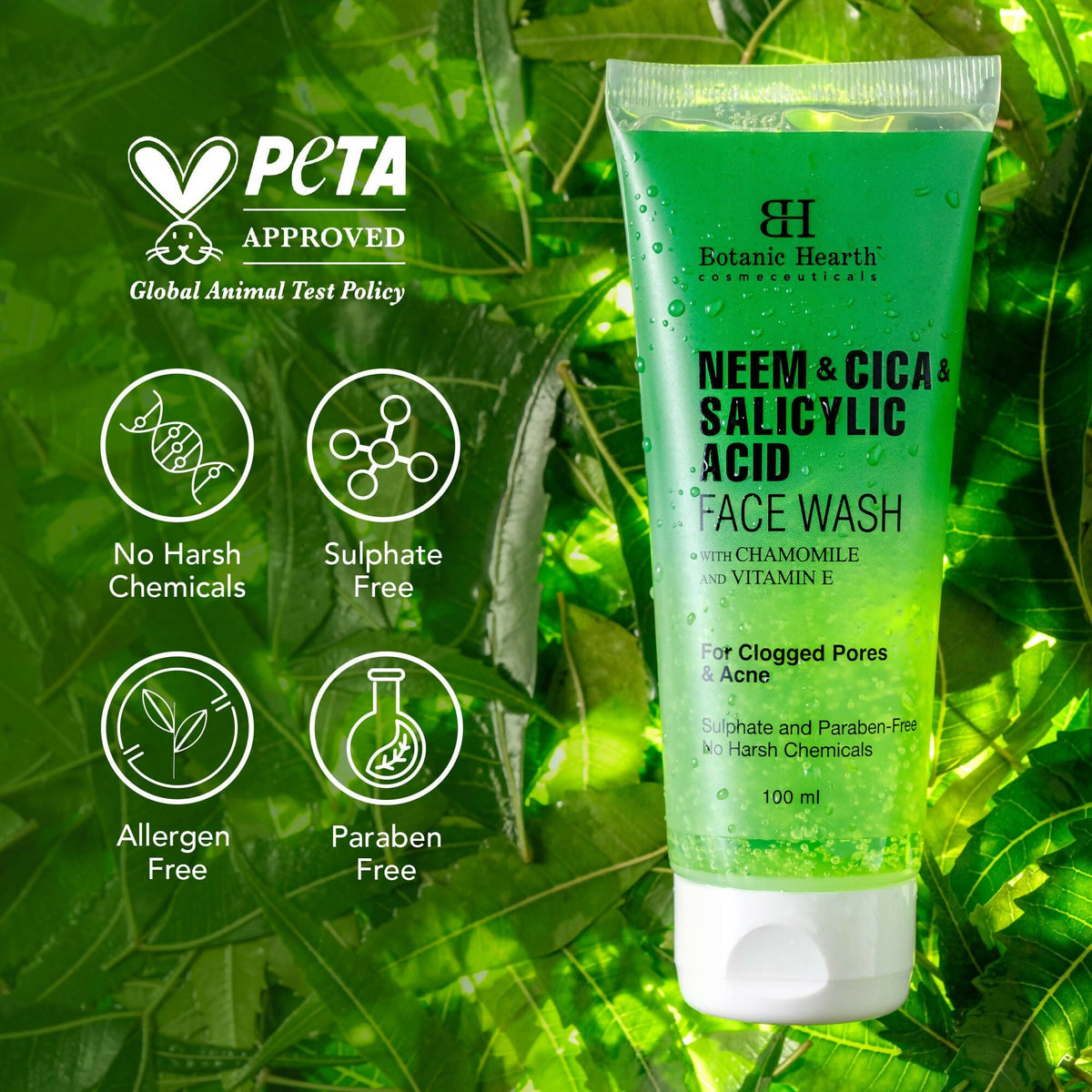 Botanic Hearth Neem, Cica & Salicylic Acid Cleanser Face Wash | Grocsy