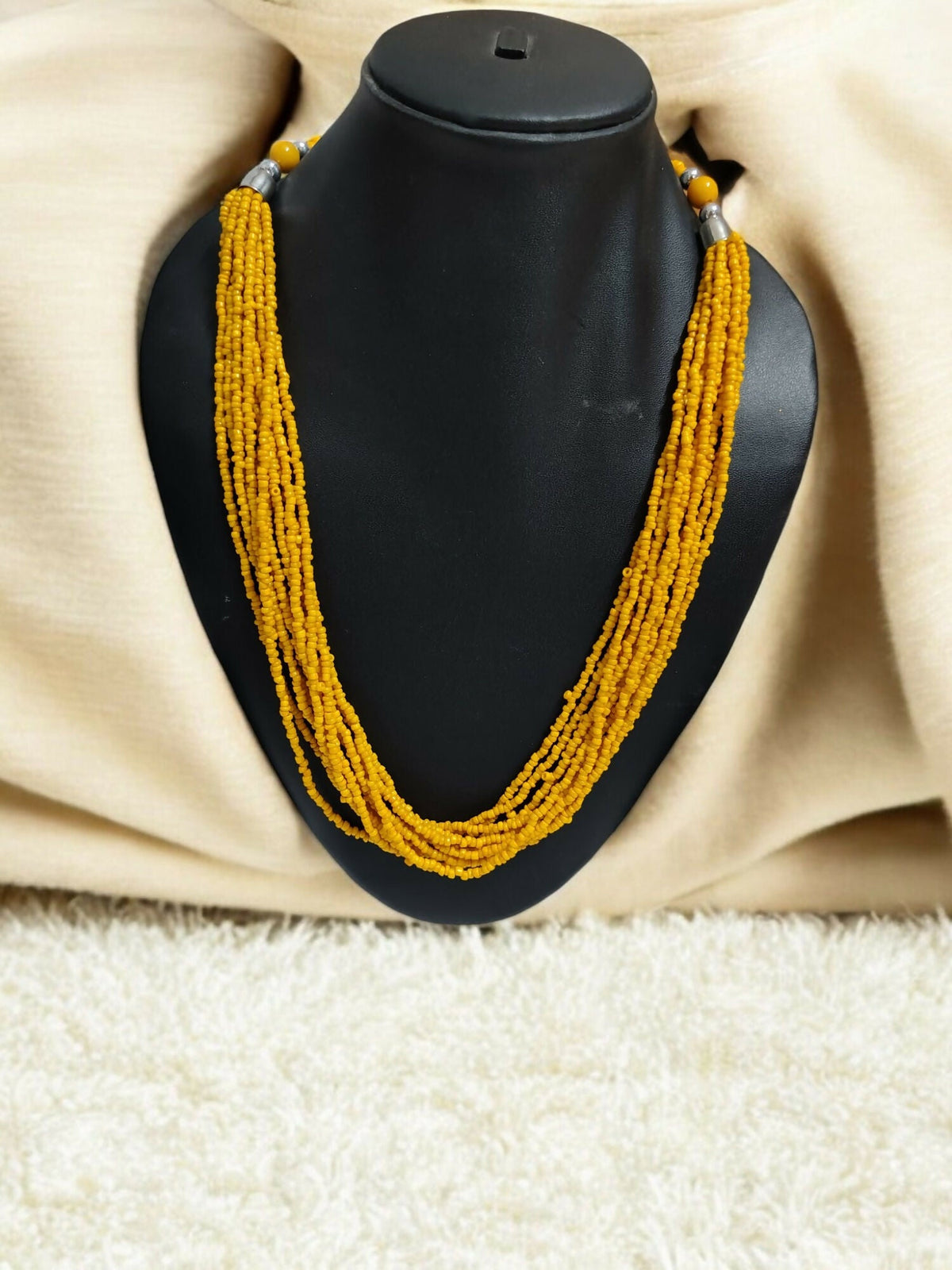 Inhanns Bloom Handmade Beaded Only Necklace - 12 Layers - Yellow Necklace | Grocsy