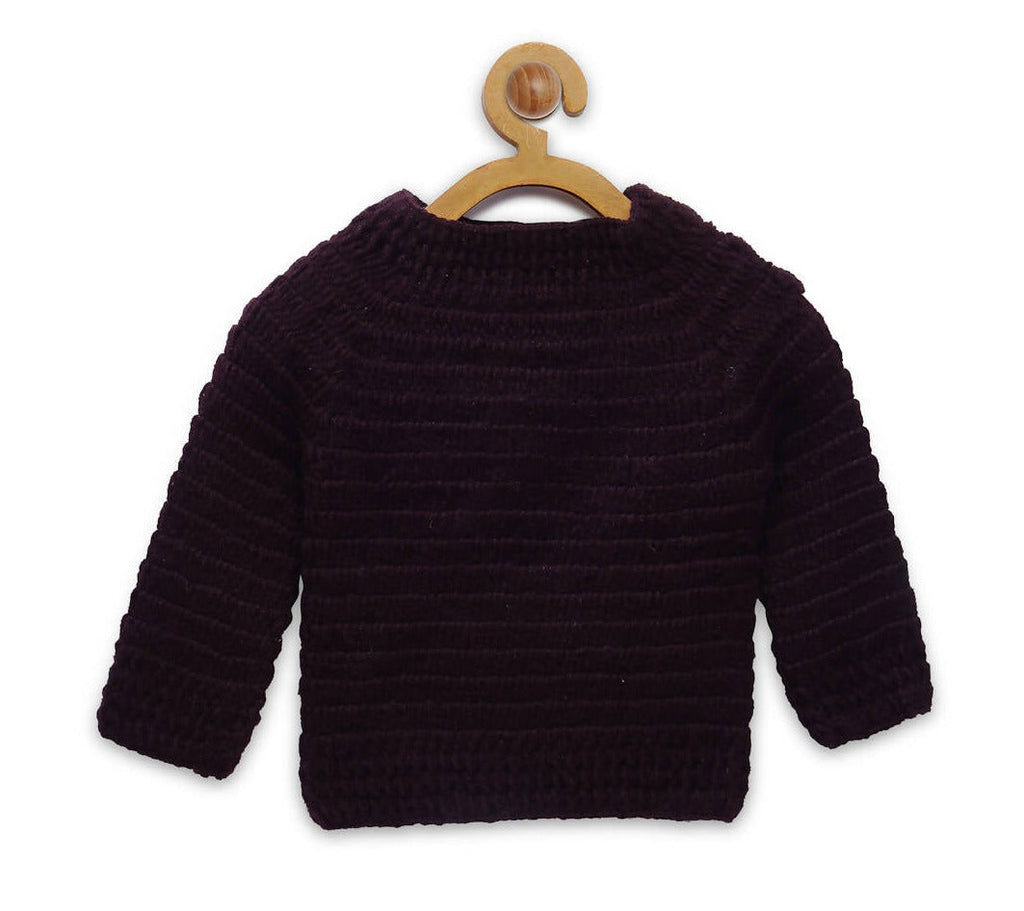 Chutput Kids Brown Coloured Solid Pullover with Sunflower Design | Grocsy