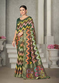 Green Rangkat Tussar Silk Woven Design Saree with Unstitched Blouse - Mohmanthan Eshani | Grocsy
