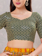 Joban Fashion Women Silk Bottle-Green Stitched Blouse | Grocsy