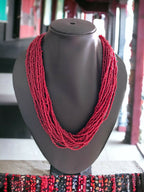 Inhanns Handmade Beaded Multilayer Necklace, 20 Layers - Maroon | Grocsy