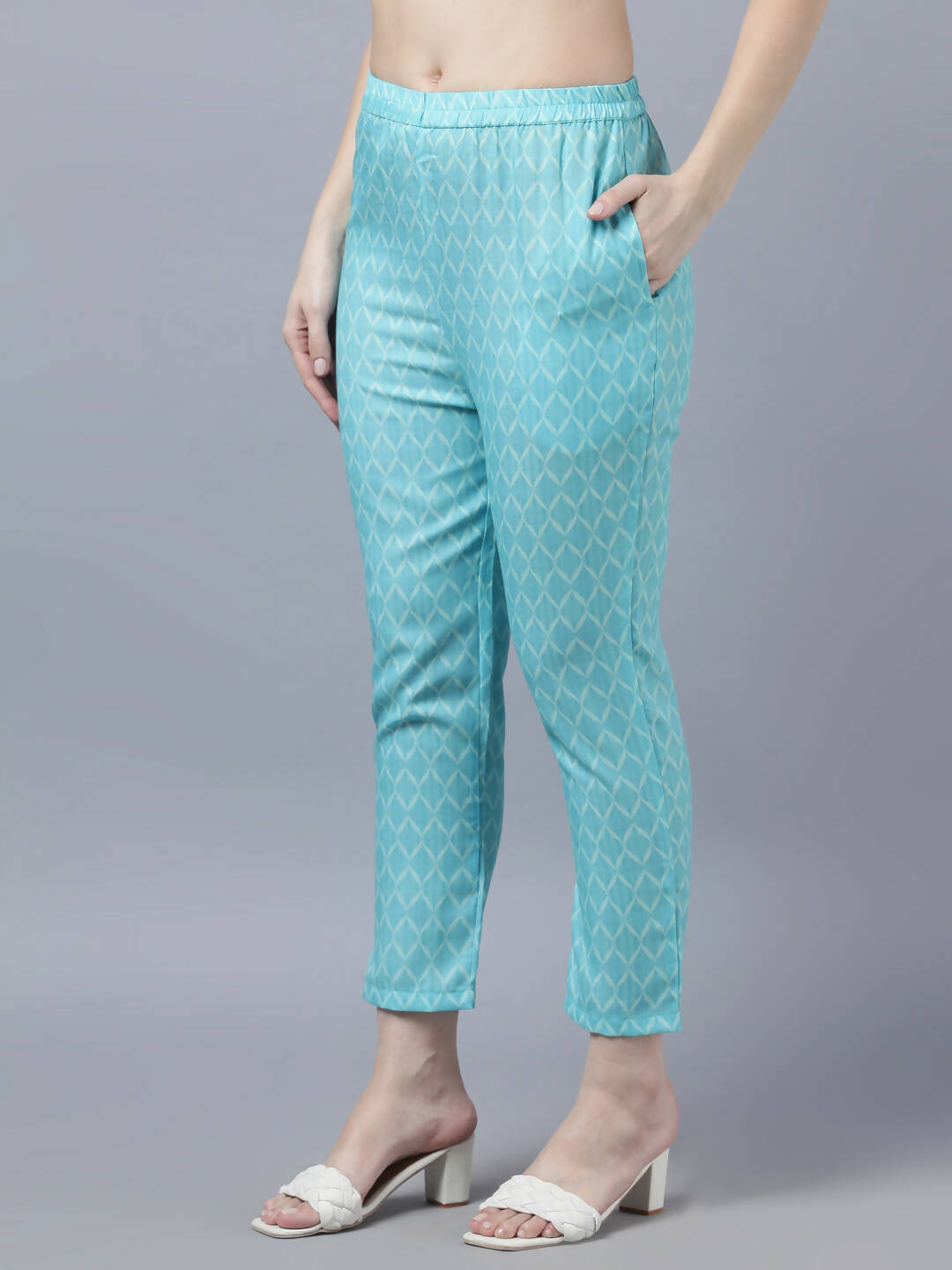 Myshka Women Blue Yellow Printed Kurta with Trousers | Grocsy
