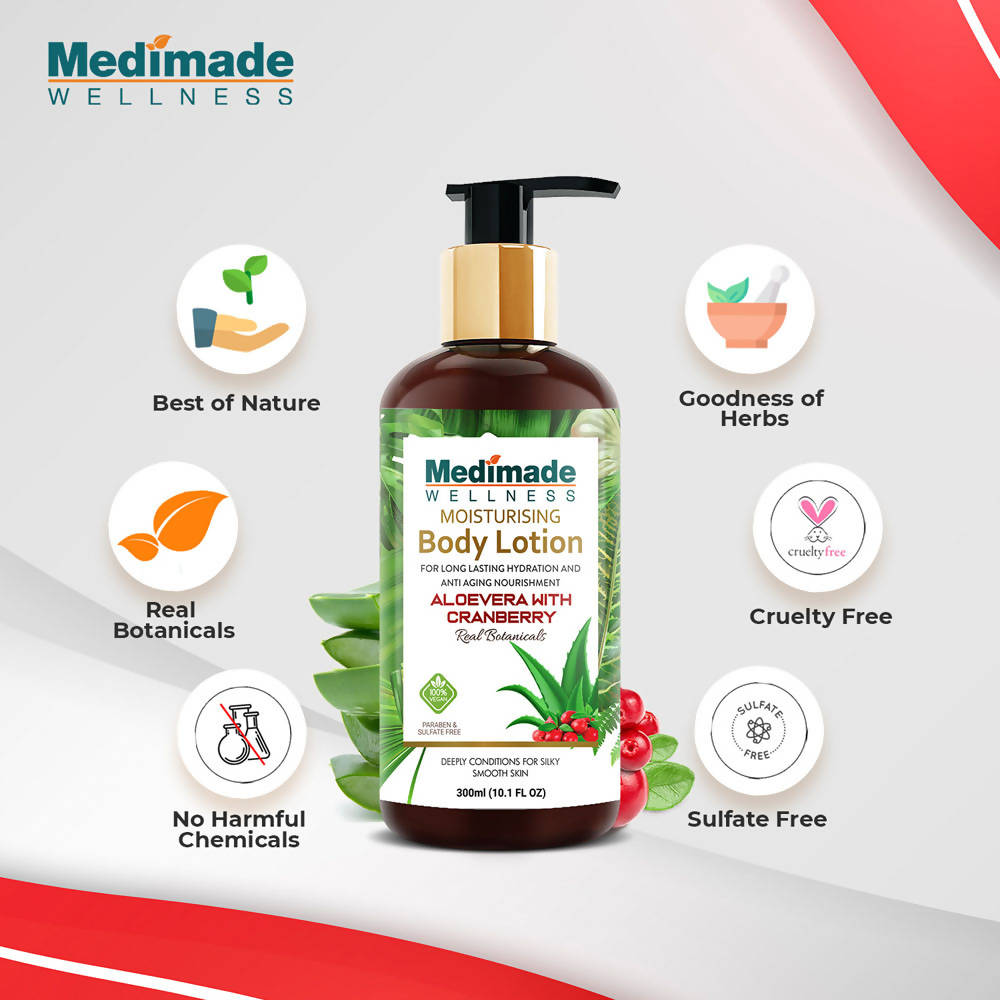 Medimade Wellness Moisturising Body Lotion With Aloevera With Cranberry | Grocsy