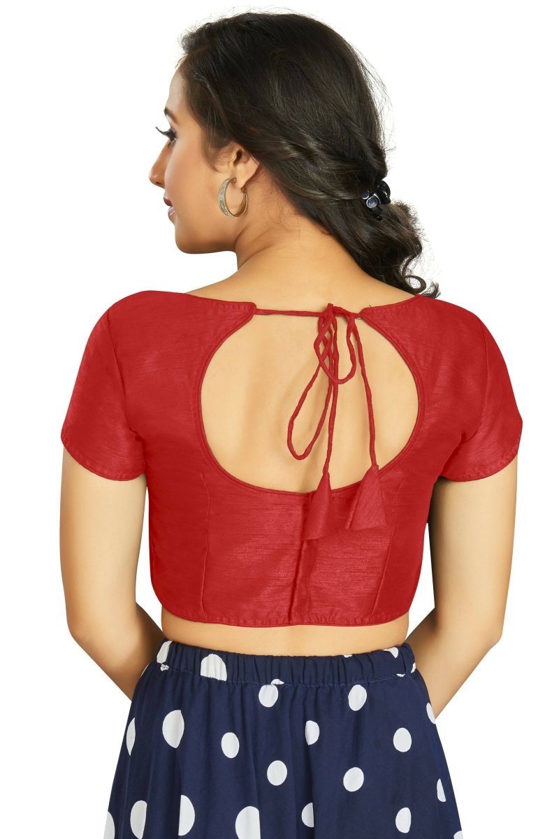 Aastha Fashion Women's Red Art Silk Designer Festive Wear Readymade Blouse | Grocsy