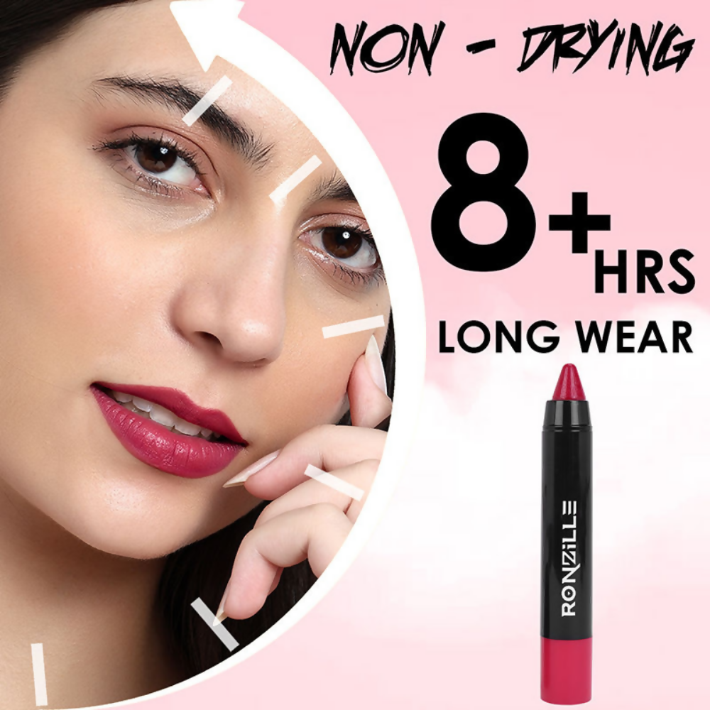 Ronzille Long Stay Matte Lip Crayon - Deep Carmine | Grocsy