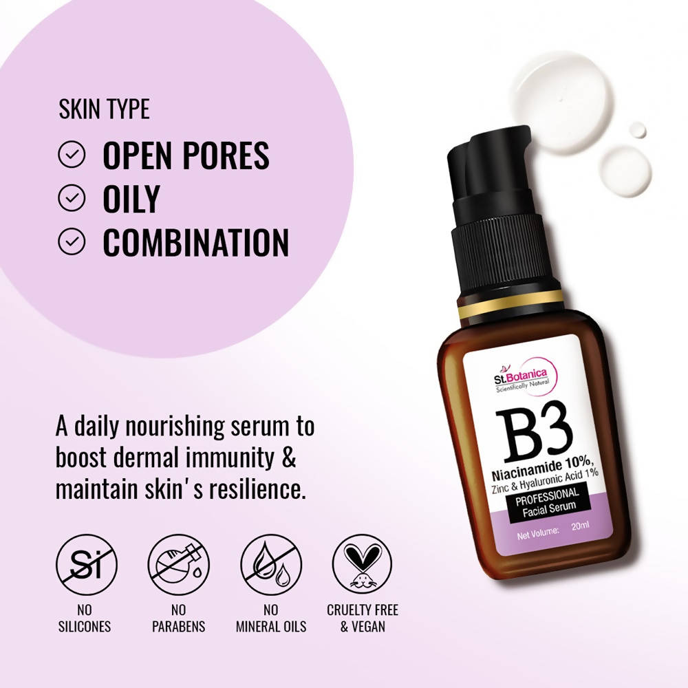 St.Botanica B3 Niacinamide, Zinc & Hyaluronic Acid Professional Facial Serum | Grocsy