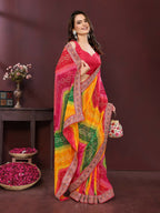 Ai Fashion Multi Georgette Digital Print Party Wear Saree | Grocsy
