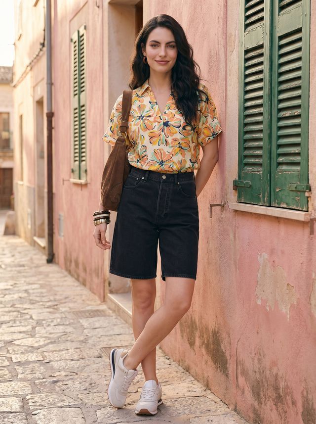 Janasya Multi Straight Cotton Top | Grocsy