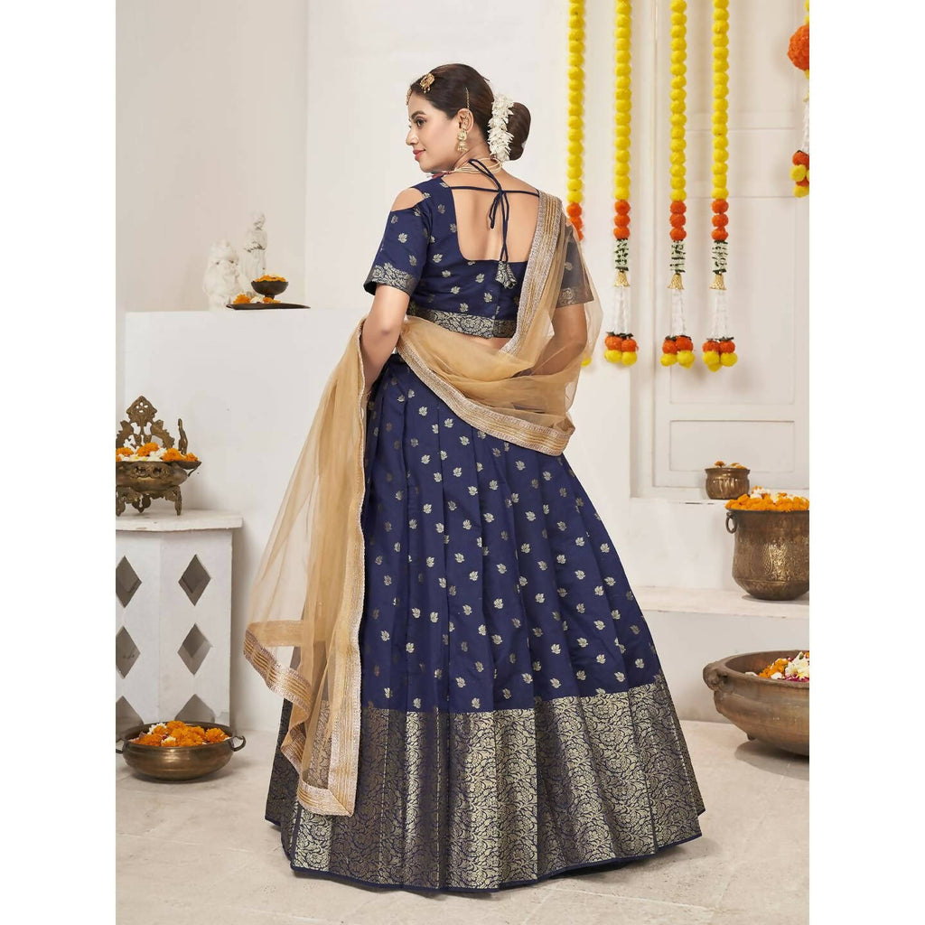 DEIANA'S Beautiful Jackquard Weaving Lehengha Choli - Blue | Grocsy