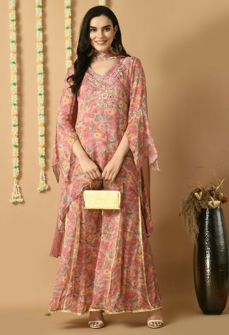 Joban Fashion Rose Gold Chinnon Kurta Set | Grocsy