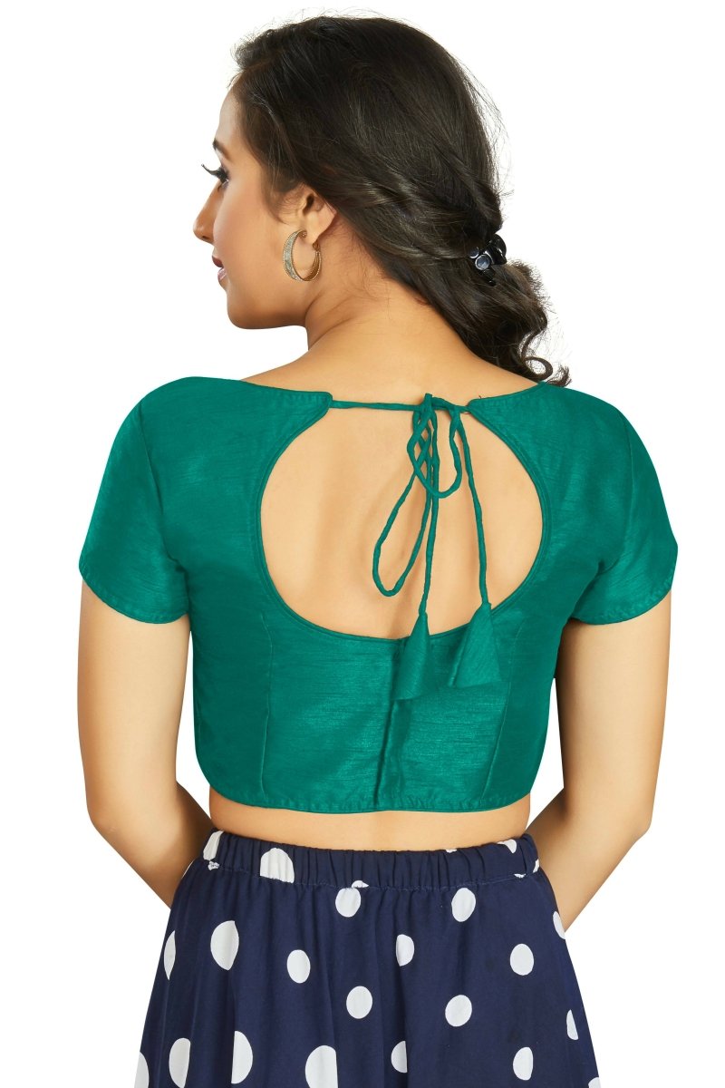 Aastha Fashion Women's Sea Green Art Silk Designer Festive Wear Readymade Blouse | Grocsy