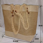 Jute Ladies Fashion Bag with Wooden Beads | Grocsy