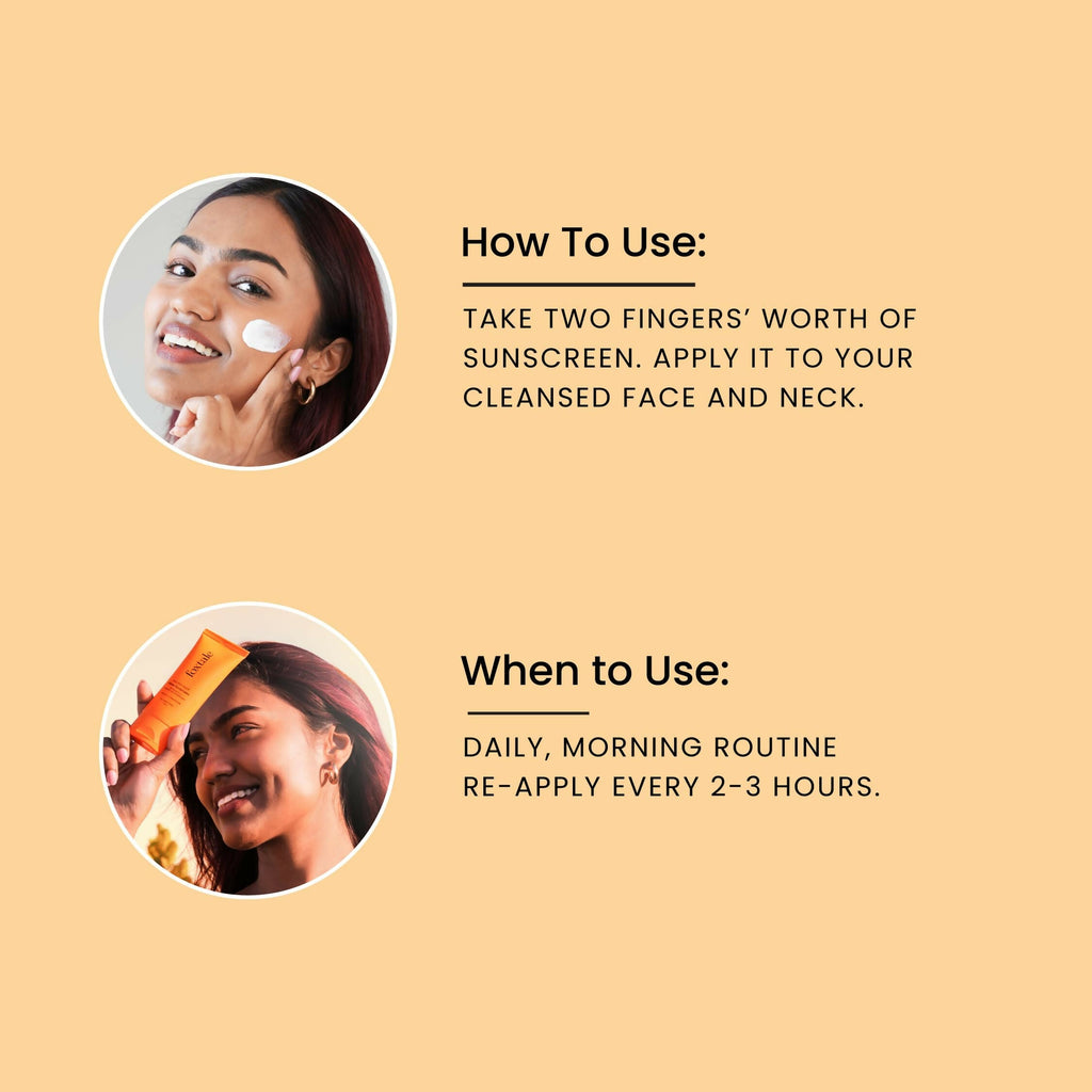 Foxtale Glow Sunscreen SPF 50 PA++++ Lightweight With Vitamin C And Niacinamide For a Dewy Glow, UVA And UVB Filters Prevents Tan | Grocsy