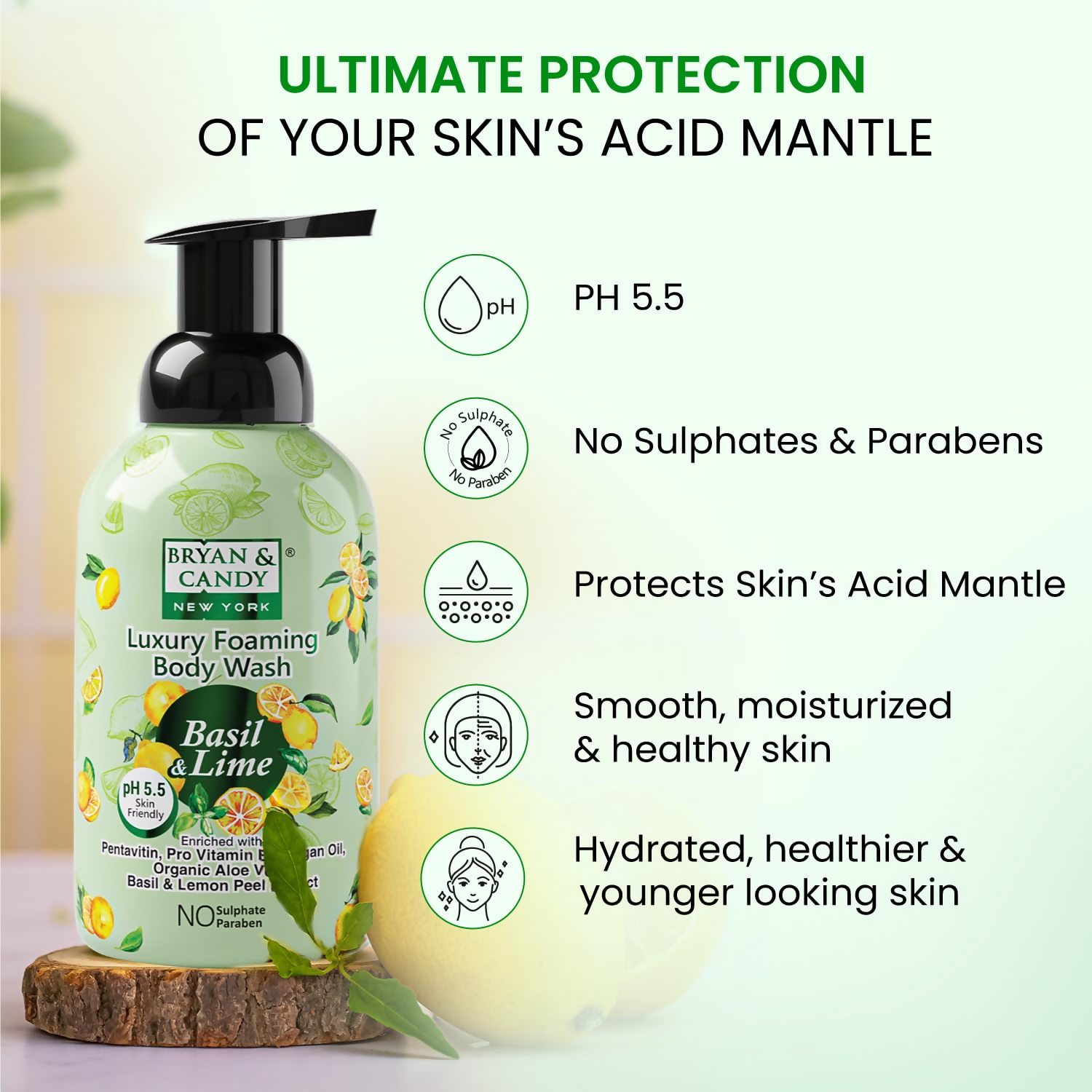 Bryan & Candy Luxury Foaming Body Wash - Basil & Lime | Grocsy