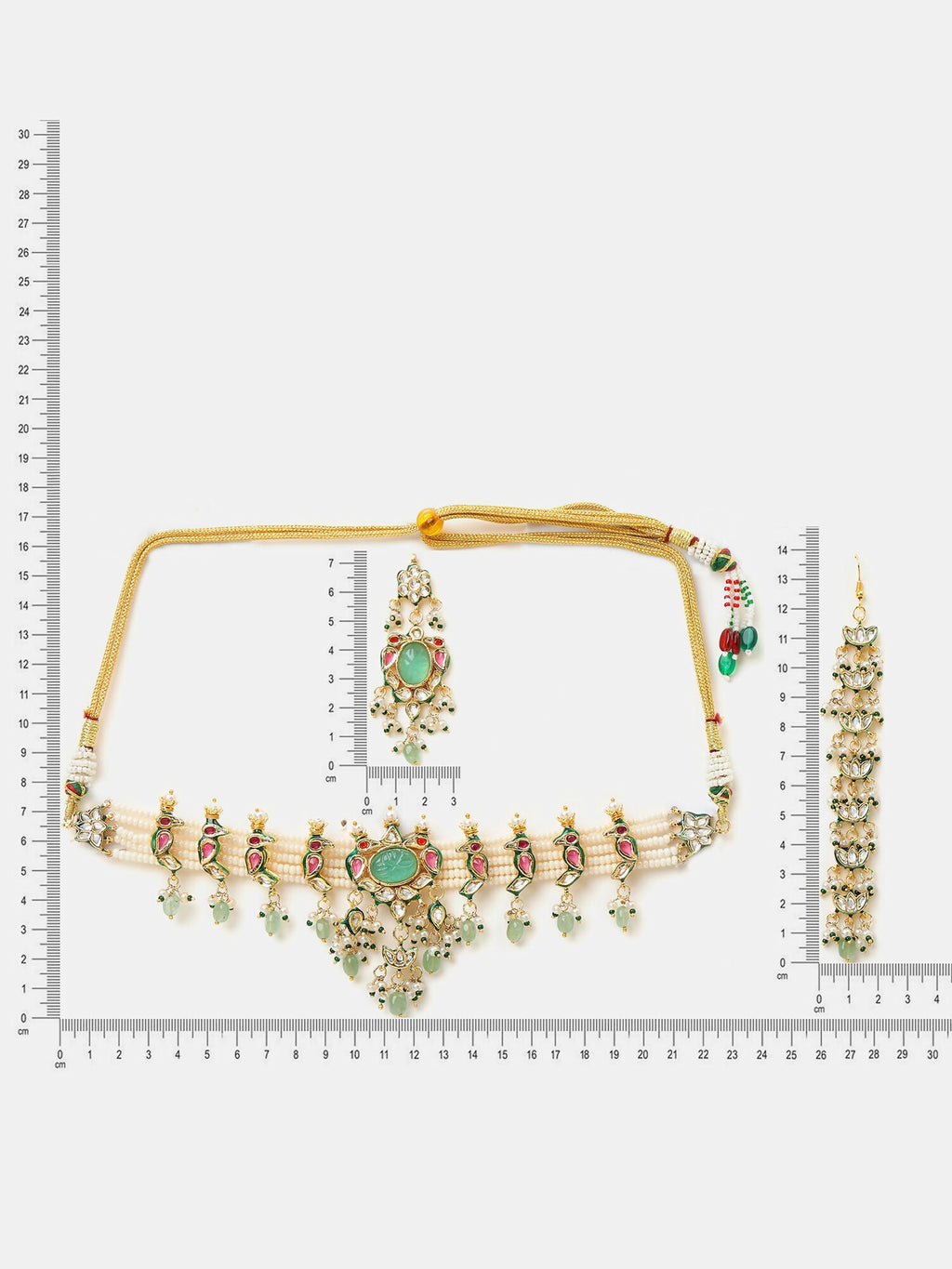 Ruby Raang Rajkumari Necklace With Earrings And Maang Tikka | Grocsy
