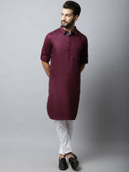 Even Apparels Maroon Color Pure Cotton Solid Men's Kurta With Shirt Collar (MMS755) | Grocsy
