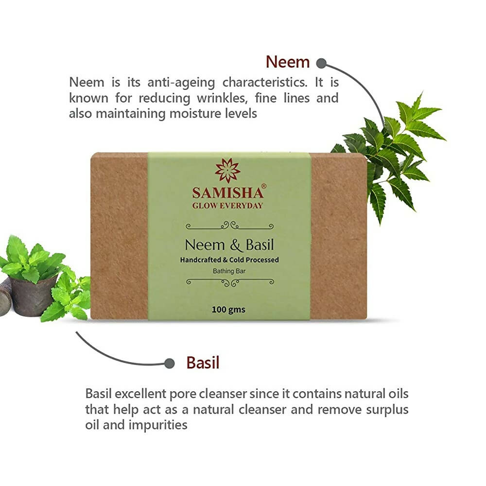 Samisha Organic Neem & Basil Skin Clearing Bathing Bar | Grocsy