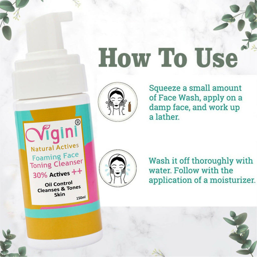 Vigini Natural Actives Foaming Face Toning Cleanser Face Wash for Men & Women | Grocsy