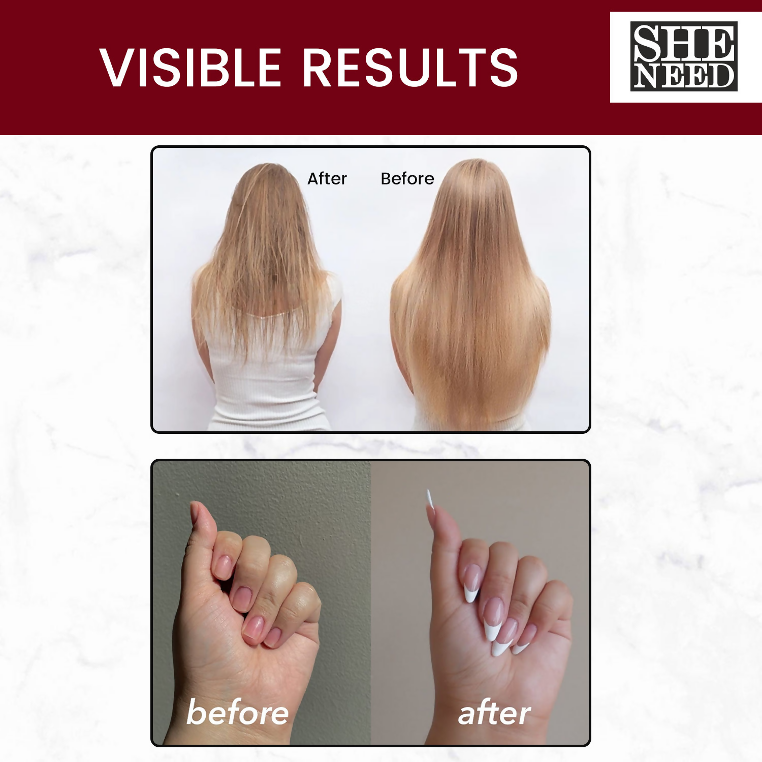 SheNeed Hair, Skin & Nails Vitamins Capsules | Grocsy