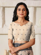 Shree Shyam Fashion Linen Cotton Black & Cream Saree | Grocsy