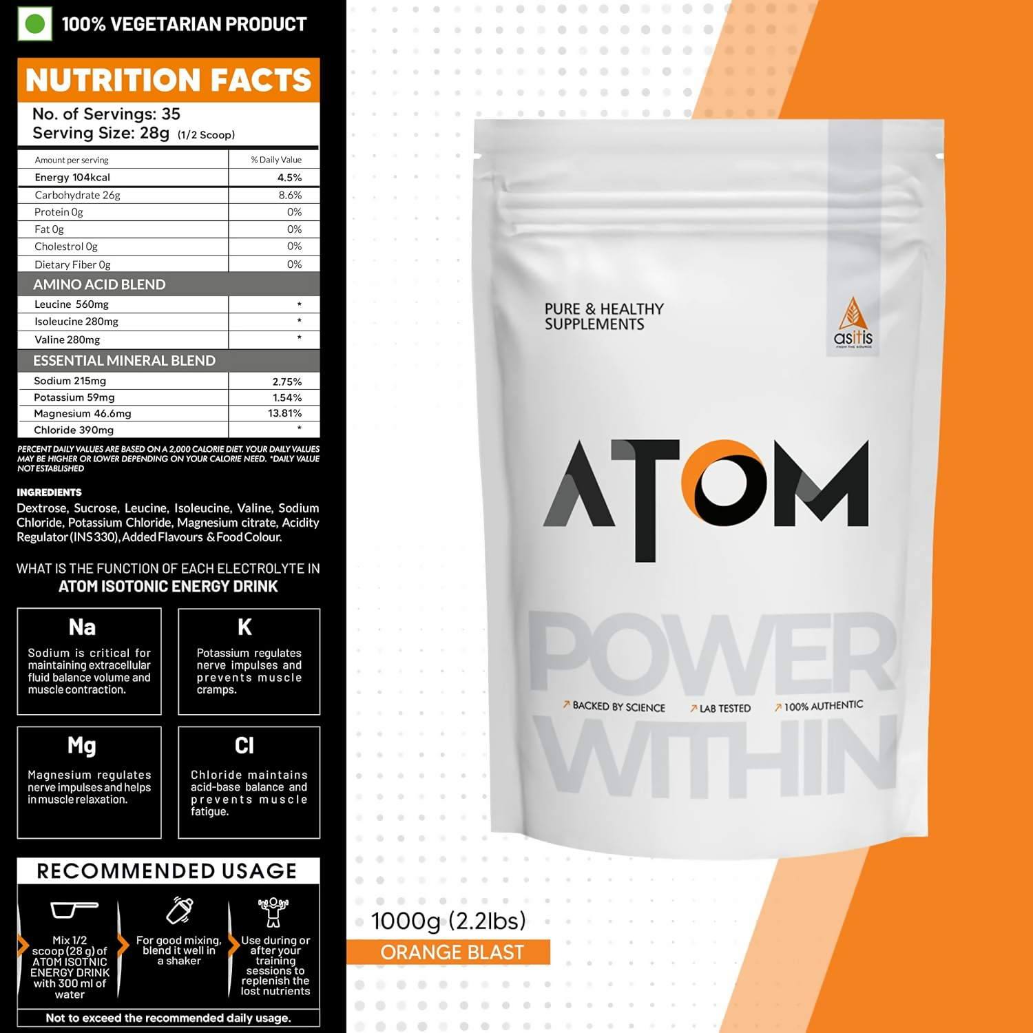 As-It-Is Atom Isotonic Energy Drink Orange Blast Flavor | Grocsy