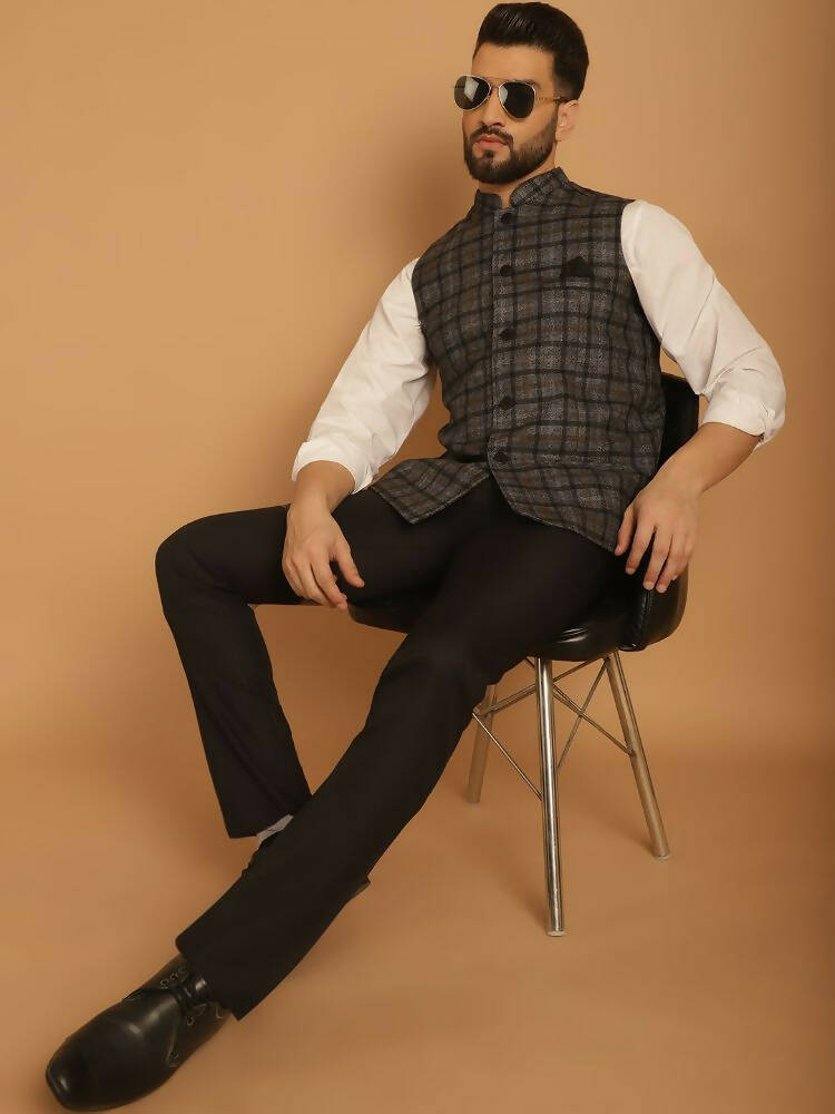 Even Apparels Pure Wool Nehru Jacket - Grey | Grocsy
