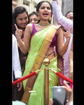DEIANA'S Beautiful Designer Golden zari Soft Lichi Silk Saree - Pista | Grocsy