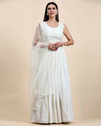 White Pure Viscose Georgette Sequence Embroidery work Lehenga Choli with Dupatta - Aakriti | Grocsy