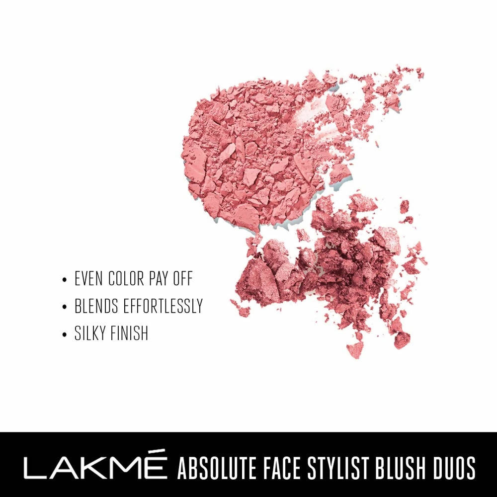 Lakme Absolute Face Stylist Blush Duos - Rose Blush | Grocsy