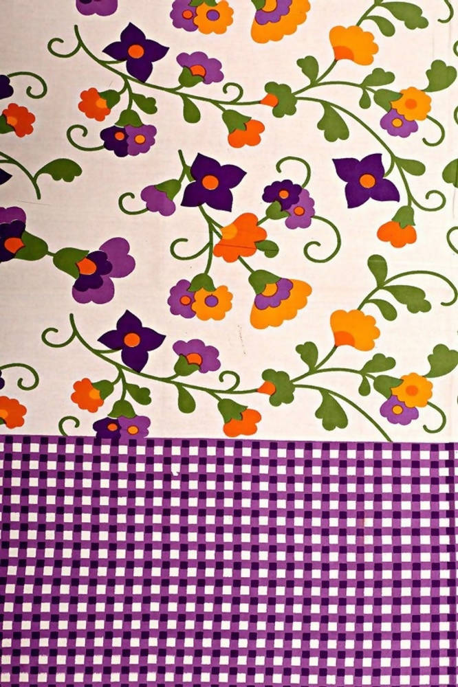 Vamika Printed Cotton Purple Bedsheet With Pillow Covers (LEOC_CHKM_PR) | Grocsy